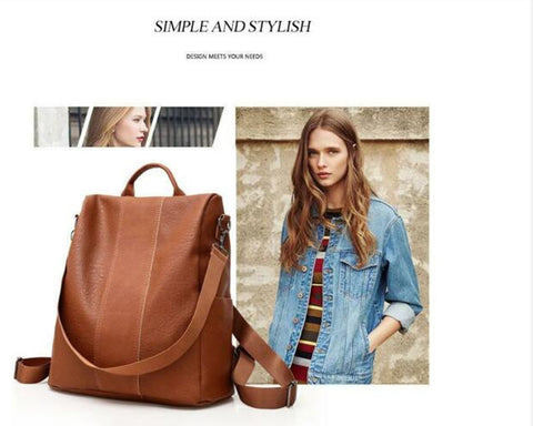 Ladies Leather Fashion Backpack