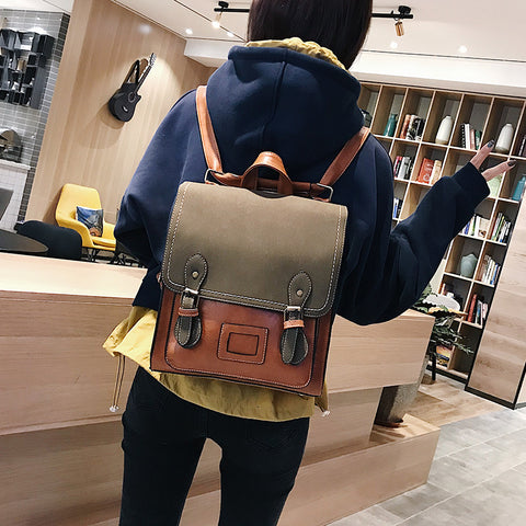 Vintage PU Leather Women's Backpack