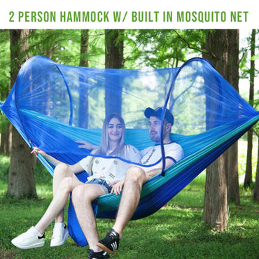 2 Person Indoor/Outdoor Hammock with Built-In Mosquito Net