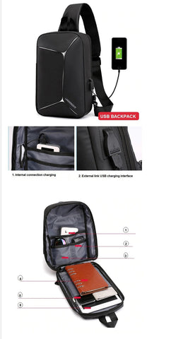 One-Strap Urban Crossbody Smart Backpack with USB Charging Port