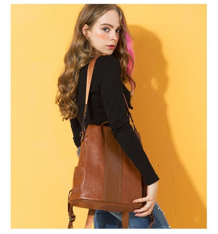 High-Quality Leather Trendy Women's Backpack - New Trend Gadgets