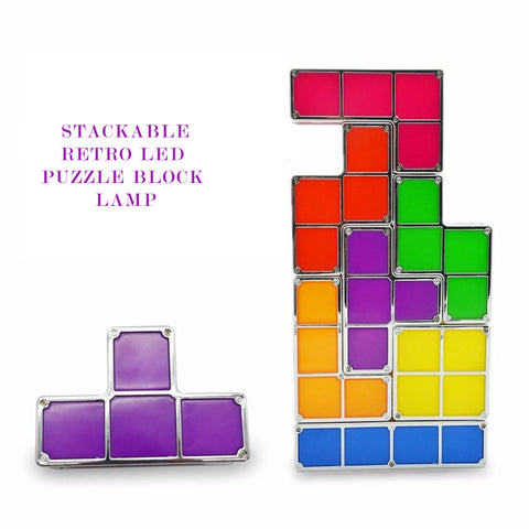 Stackable LED Retro Block Puzzle Lamp