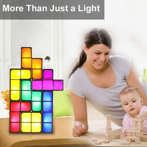 Stackable LED Retro Block Puzzle Lamp