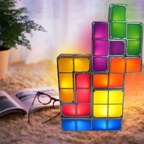 Stackable LED Retro Block Puzzle Lamp