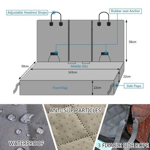 Dog Car Backseat Cover With Opening for Middle Seat Armrest