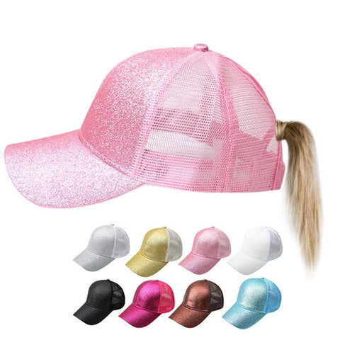 Women's Glitter Ponytail Baseball Cap