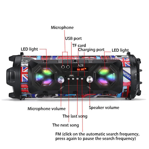 Colorful LED Portable Wireless Bluetooth Speaker