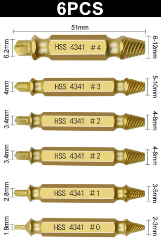 6pcs Damaged Screw Extractor Kit