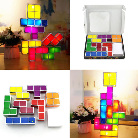 Stackable LED Retro Block Puzzle Lamp