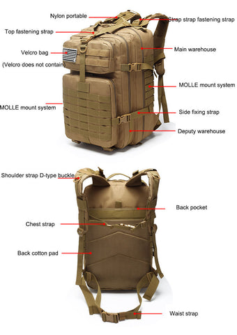 50 Liter Large Capacity Tactical Military Backpack