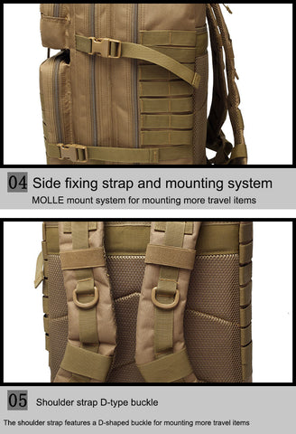 50 Liter Large Capacity Tactical Military Backpack