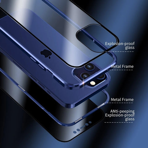 Magnetic Tempered Glass iPhone Privacy Case