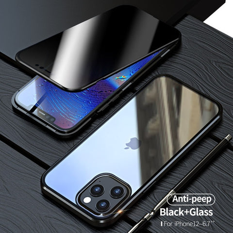 Magnetic Tempered Glass iPhone Privacy Case