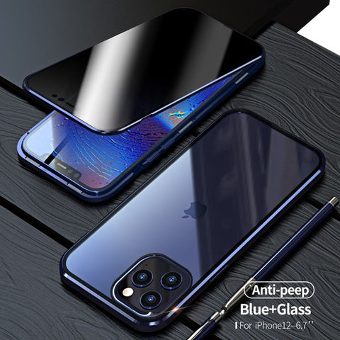 Magnetic Tempered Glass iPhone Privacy Case