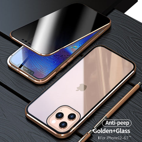 Magnetic Tempered Glass iPhone Privacy Case