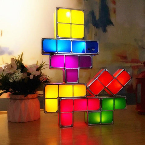 Stackable LED Retro Block Puzzle Lamp