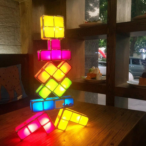 Stackable LED Retro Block Puzzle Lamp