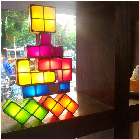 Stackable LED Retro Block Puzzle Lamp