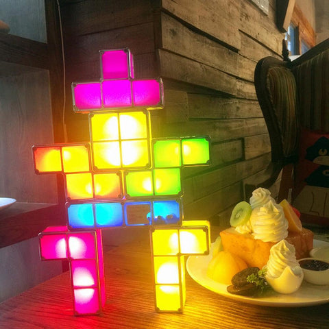 Stackable LED Retro Block Puzzle Lamp