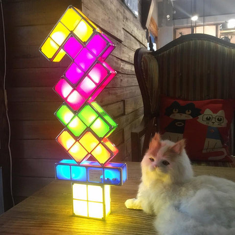 Stackable LED Retro Block Puzzle Lamp