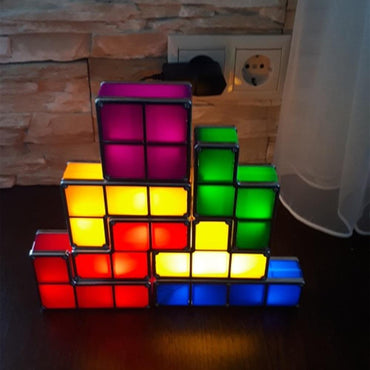 Stackable LED Retro Block Puzzle Lamp