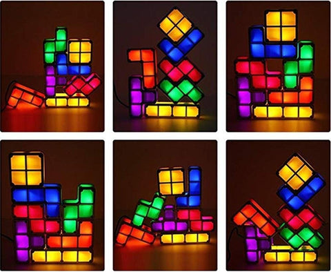 Stackable LED Retro Block Puzzle Lamp