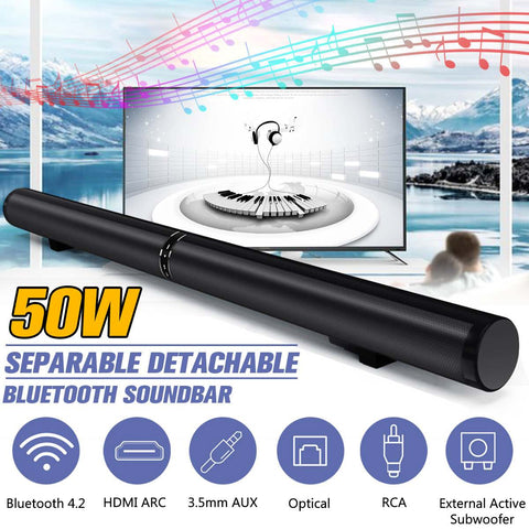 50W HiFi Detachable Wireless Bluetooth Soundbar Speaker