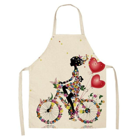 Cotton Linen Flower/Butterfly Girl Printed Kitchen Aprons - New Trend Gadgets